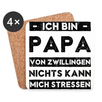 Papa Von Zwillingen Kann Nichts Stressen - Untersetzer (4er-Set) - Weiß - Vorne