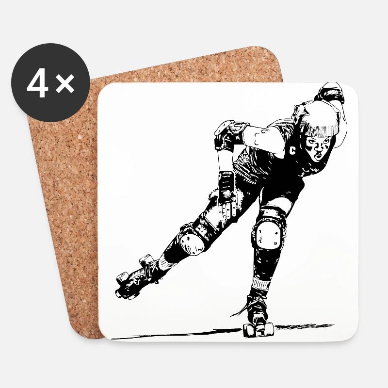 Roller Derby - Untersetzer (4er-Set) - Weiß
