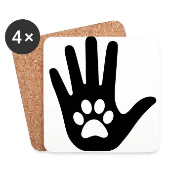 Hand with paw - Coasters (set of 4) - white - Front
