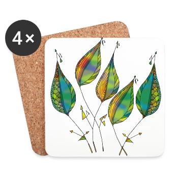 Leaves - Coasters (set of 4) - white - Front