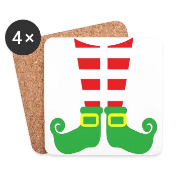 christmas elf leg costume - Coasters (set of 4) - white - Front