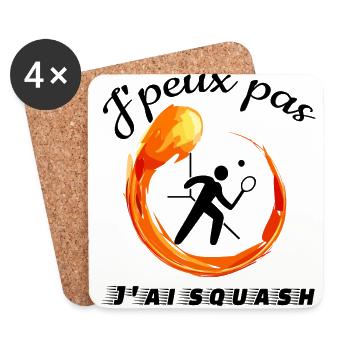 j'peux pas j'ai squash image noire fond blanc fun - Dessous de verre (lot de 4) - blanc - Devant
