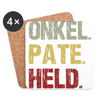 Onkel Pate Held Patenonkel Neffe Nichte Geschenk - Untersetzer (4er-Set) - Weiß - Vorne