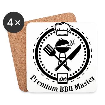 Premium BBQ Master Logo - Coasters (set of 4) - white - Front