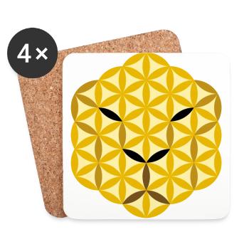 The Jaguar Face Of Life - Sacred Animals, Face 02 - Coasters (set of 4) - white - Front