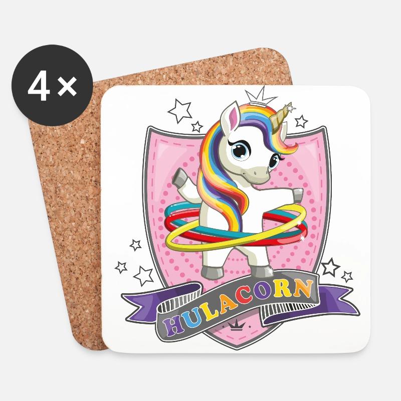 Einhorn Hula Hop / Hulacorn - Untersetzer (4er-Set) - Weiß
