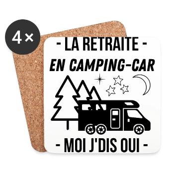 Humour Cadeau Retraite Camping car - Dessous de verre (lot de 4) - blanc - Devant