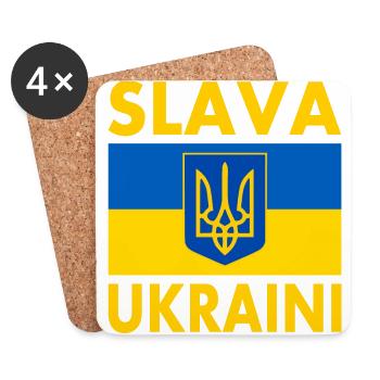 Slava ukraini - Untersetzer (4er-Set) - Weiß - Vorne