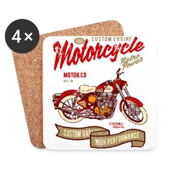 RETRO POWER MOTORRAD CAFERACER BIKER RIDER MOTIV - Untersetzer (4er-Set) - Weiß - Vorne