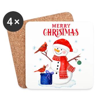 Snowman wishes Merry Christmas - Coasters (set of 4) - white - Front