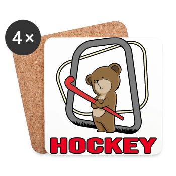 Hockey Field Hockey Hockey Player Hockey Bear - Coasters (set of 4) - white - Front
