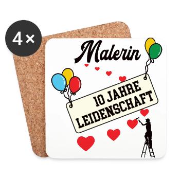 Malerin Jubiläum 10 Jahre 10. jähriges bester 10th - Untersetzer (4er-Set) - Weiß - Vorne