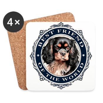 Meilleur ami du monde Cavalier Black & Tan - Dessous de verre (lot de 4) - blanc - Devant