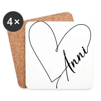 Anni Name Herzlinie - Untersetzer (4er-Set) - Weiß - Vorne
