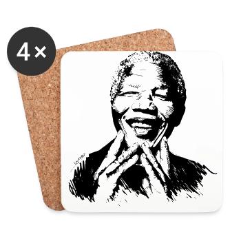 Nelson Mandela portrait dessiné - Dessous de verre (lot de 4) - blanc - Devant