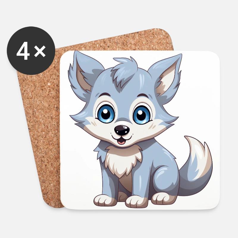 Cute wolf cub - Coasters (set of 4) - white