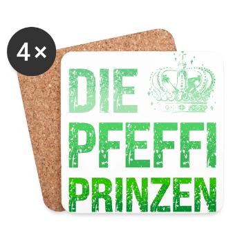 Die Pfeffi Prinzen Pfefferminz Likör Saufen JGA - Untersetzer (4er-Set) - Weiß - Vorne