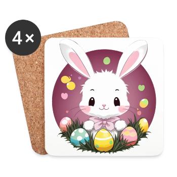 Lapin Lapin de Pâques rose - Dessous de verre (lot de 4) - blanc - Devant