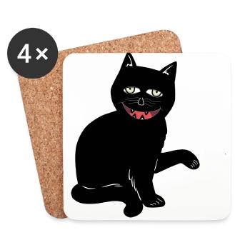 Halloween Chat Noir Chat Horreur effrayante - Dessous de verre (lot de 4) - blanc - Devant
