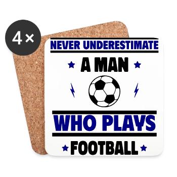 Never underestimate a man who plays football - Coasters (set of 4) - white - Front