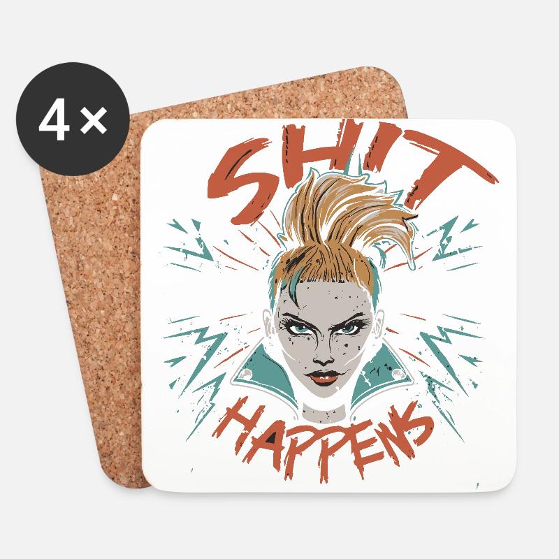 Scheiße passiert - Untersetzer (4er-Set) - Weiß