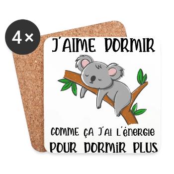 j'aime dormir - Dessous de verre (lot de 4) - blanc - Devant