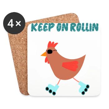 Lässiges Huhn auf Rollerblades mit Sonnenbrille - Untersetzer (4er-Set) - Weiß - Vorne
