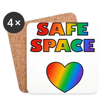 LGBT Safe Space Regenbogenherz - Untersetzer (4er-Set) - Weiß - Vorne