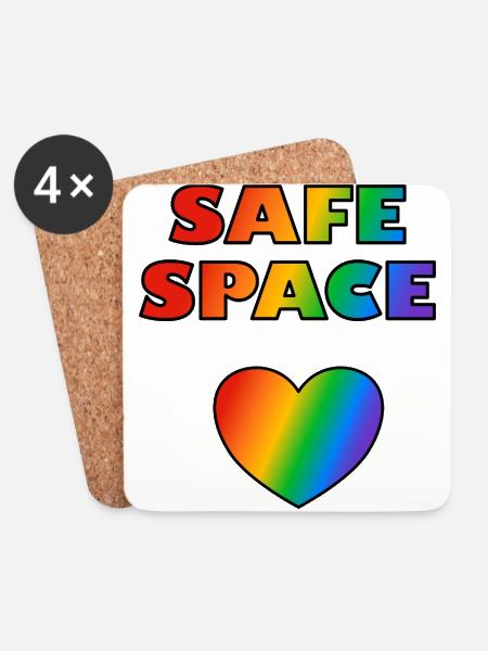 LGBT Safe Space Regenbogenherz - Untersetzer (4er-Set) - Weiß