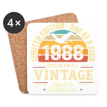 1988 Geburtstagsgeschenk Jahrgang 1988 Retro 1988 - Untersetzer (4er-Set) - Weiß - Vorne