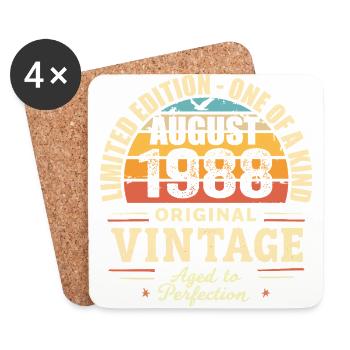 August 1988 Birthday August 1988 - August 1988 - Coasters (set of 4) - white - Front