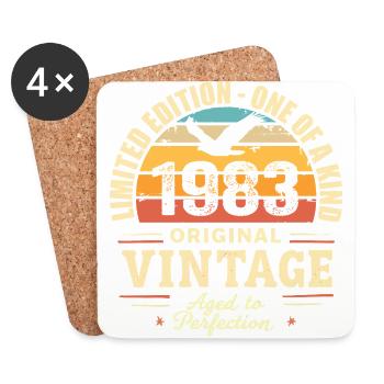 1983 Geburtstagsgeschenk Jahrgang 1983 Retro 1983 - Untersetzer (4er-Set) - Weiß - Vorne