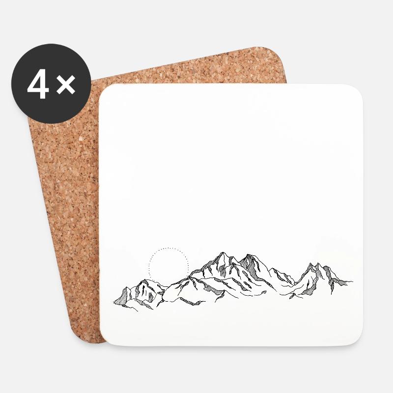 Berge - Untersetzer (4er-Set) - Weiß
