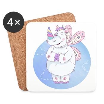 Rhinoceros unicorn - Coasters (set of 4) - white - Front