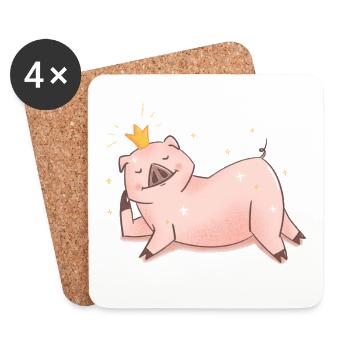 Princesse Cochon - Dessous de verre (lot de 4) - blanc - Devant