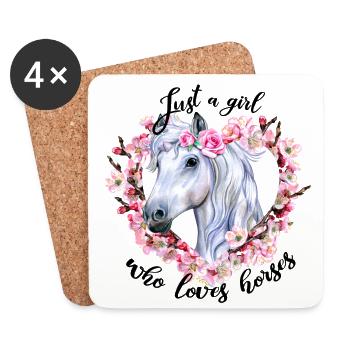 Weißes Pferd mit Blumen Liebe Pferde - Untersetzer (4er-Set) - Weiß - Vorne