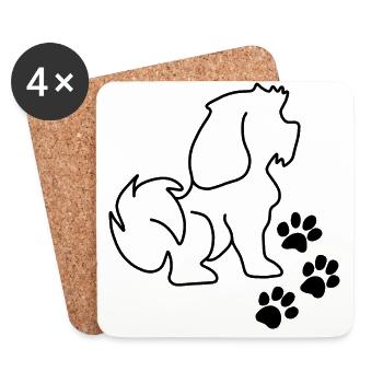 Dog pet paw print - Coasters (set of 4) - white - Front