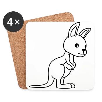 Bande dessinée Kangourou - Dessous de verre (lot de 4) - blanc - Devant