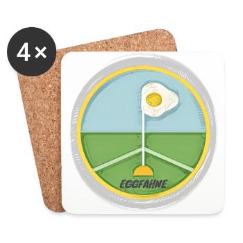 Eckfahne mit einem Spiegelei als Wimpel - Eggfahne - Untersetzer (4er-Set) - Weiß - Vorne