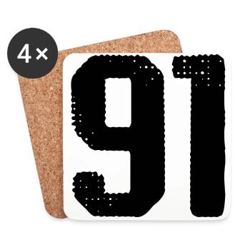 91 number jersey - Coasters (set of 4) - white - Front