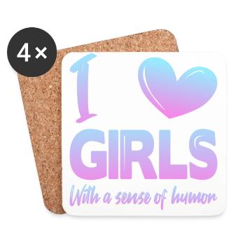 J’aime les filles - Dessous de verre (lot de 4) - blanc - Devant