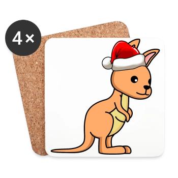 Kangaroo Comic Christmas - Coasters (set of 4) - white - Front