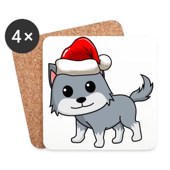 Wolf Comic Weihnachten - Untersetzer (4er-Set) - Weiß - Vorne