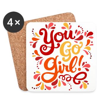 Girl Power Rot Gelb Orange - Untersetzer (4er-Set) - Weiß - Vorne
