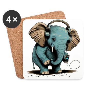 elephant headphones - Untersetzer (4er-Set) - Weiß - Vorne