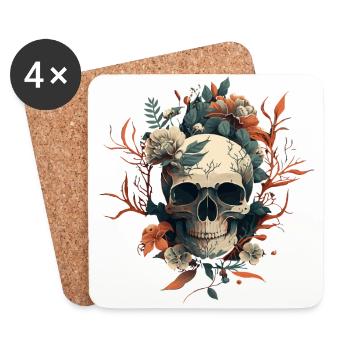 skull in flowers - Coasters (set of 4) - white - Front