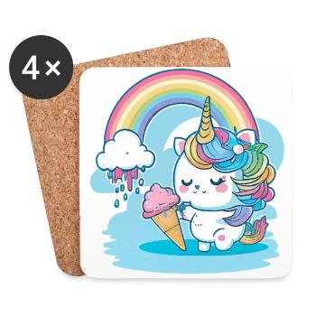 Rainbow unicorn for children - colorful and cheerful - Coasters (set of 4) - white - Front