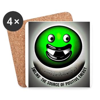 Illustration of a bright green stylized smile - Coasters (set of 4) - white - Front