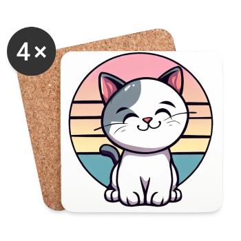 Vintage Cat Sunset - Dessous de verre (lot de 4) - blanc - Devant