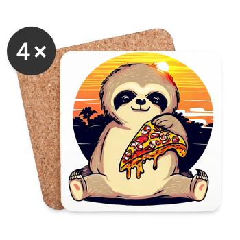Pizza Faultier im Sonnenuntergang - Untersetzer (4er-Set) - Weiß - Vorne